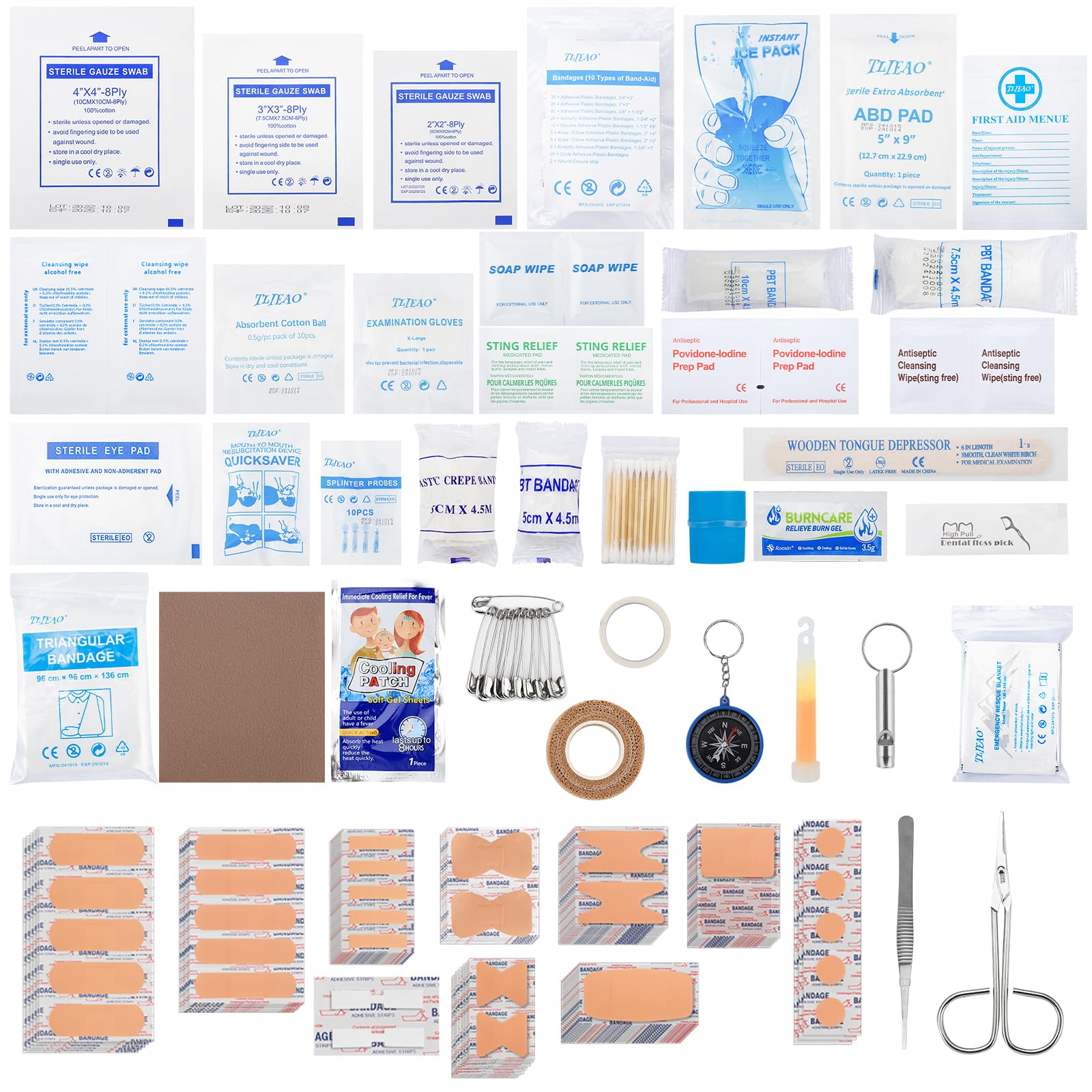Kit de primeros auxilios de 330 piezas, kit de primeros auxilios premium impermeable y compacto para cualquier emergencia, ideal para el hogar, coche, viajes, camping, senderismo, camión