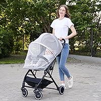 Vista 6 de Mosquitera para cochecito, Mosquitera cifrada para cochecito de cobertura completa con doble cremallera, mosquitera transpirable y plegable