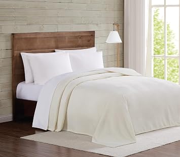 TRULY SOFT Velvet Plush Ivory Polyester 1-Piece King Blanket, Solid Themed, for Men and Women, Oeko-TEX Certified Confidence