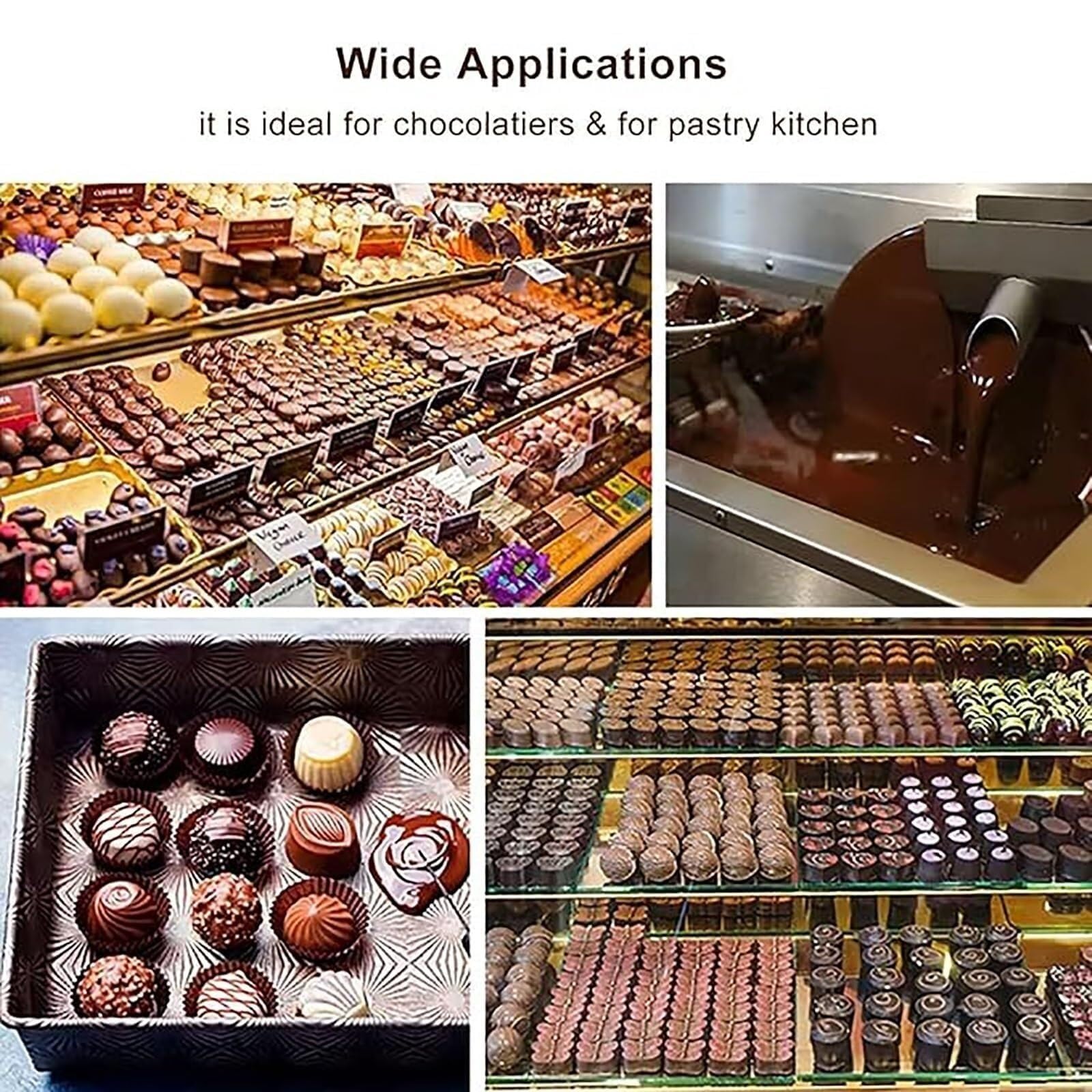 Macchina elettrica per fondere il cioccolato, dispositivo di tempra in acciaio inox, velocità regolabile per panetteria e pasticceria, ideale per riscaldare alimenti e fare cioccolato