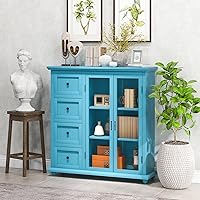 Vista 2 de Giantex Aparador de buffet con almacenamiento, armario de despensa de cocina con 2 puertas, 4 cajones, estante ajustable, armario independiente