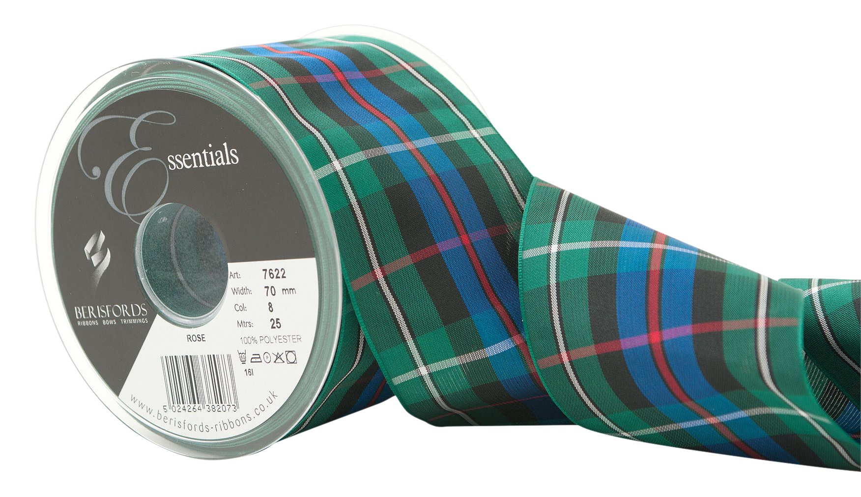 Berisfords 8 Rose Woven Tartan Ribbon (Value Roll)