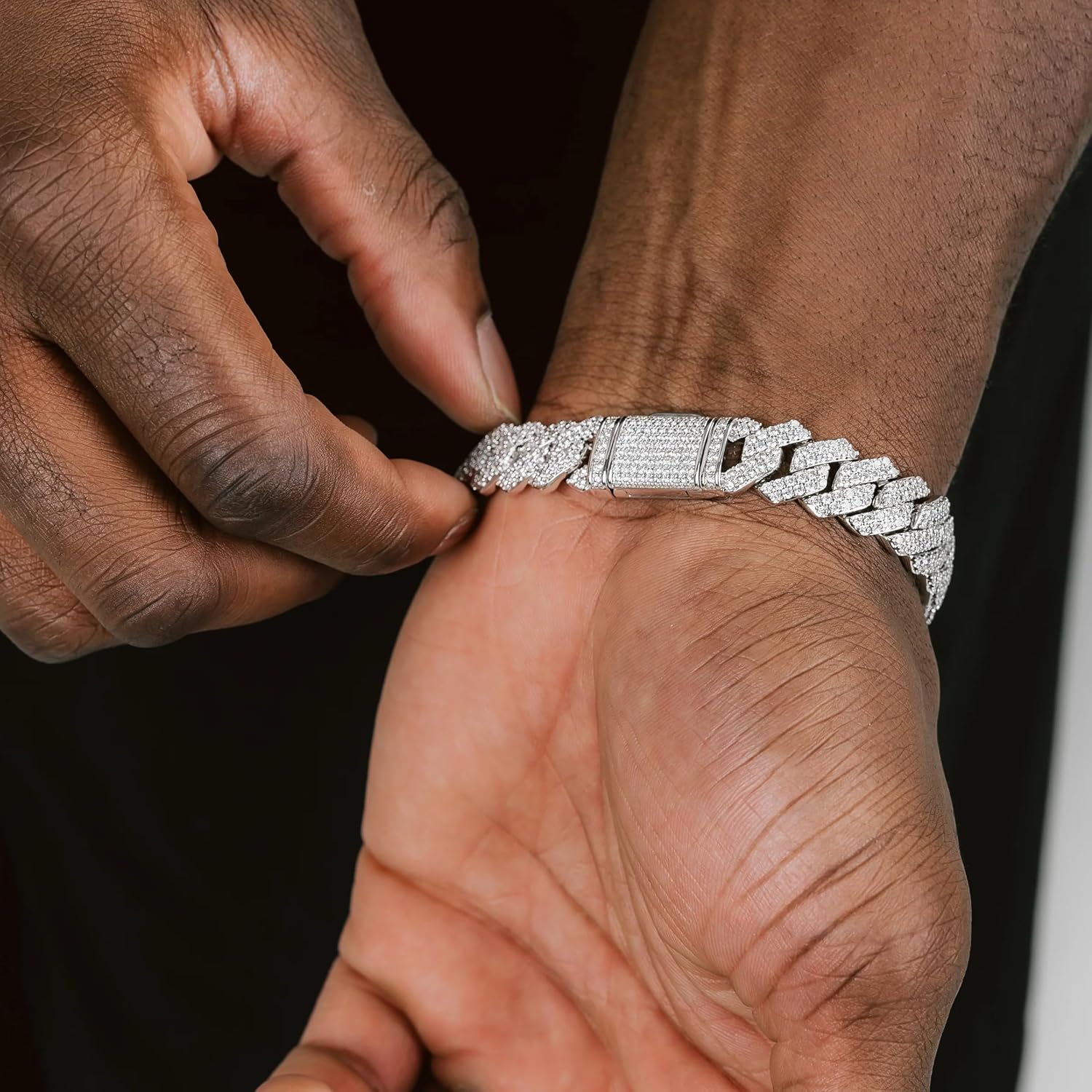 Iced Out Cuban Link Bracelet for Men Women 12mm 18K White Gold Plated Bling Diamond Hip Hop Rapper Thick Hypoallergenic Jewelry with Gift Box - Image 4