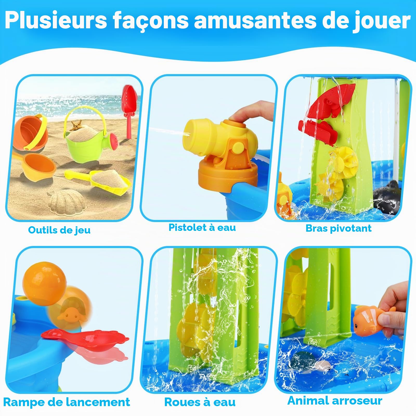 Lypsochaat Table d'eau Exterieur Enfants, Jeux d'eau Exterieur pour Enfant, Jouets Activité d'Été Jardin Plage, Jouet Extérieur Jeu d'eau pour Garçons et Filles 2 3 4 5 Ans Bleu