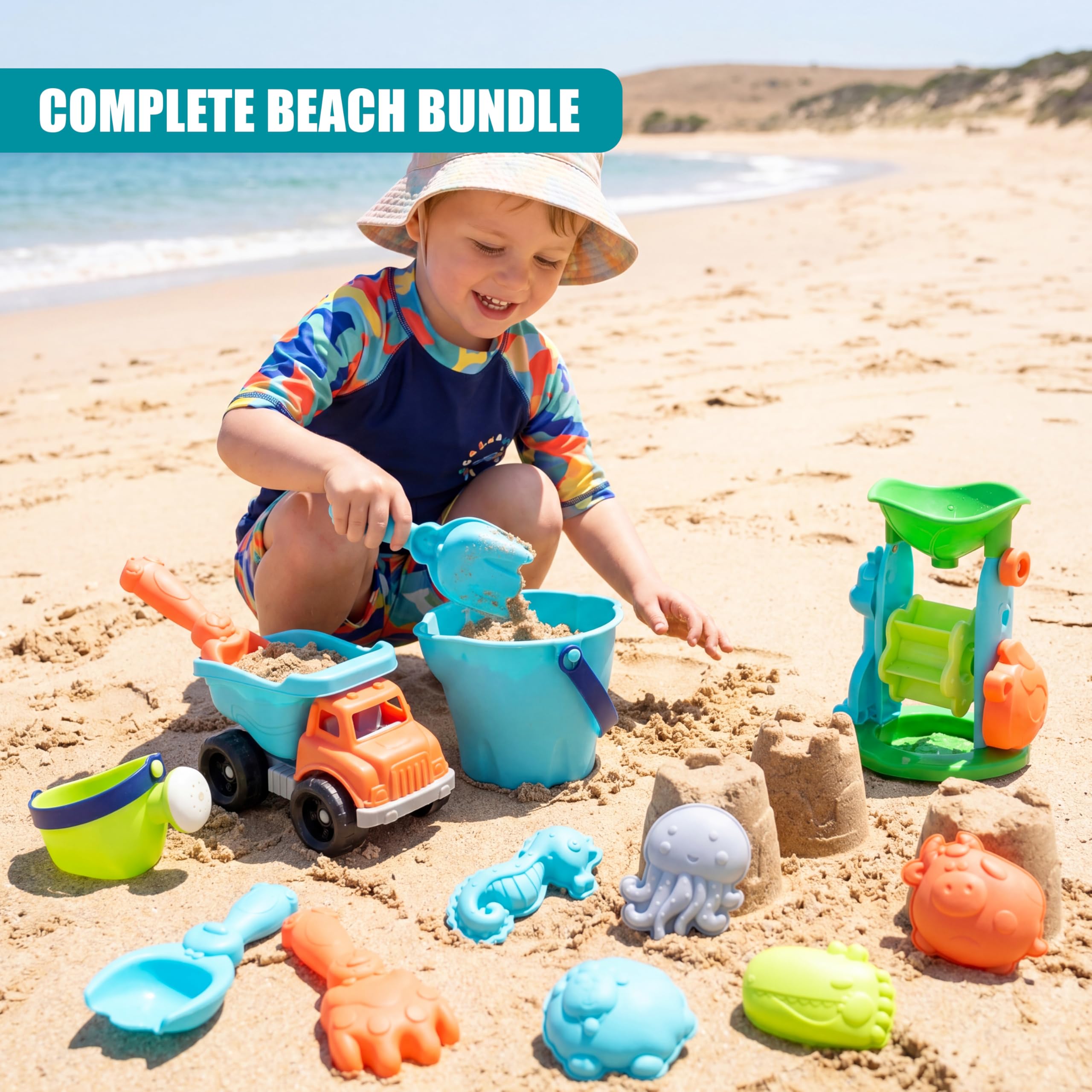Sandwagen & Zubehör, Gabel, Spaten, Strand, Garten, Spielzeug, Kinder, 5-teiliges Set