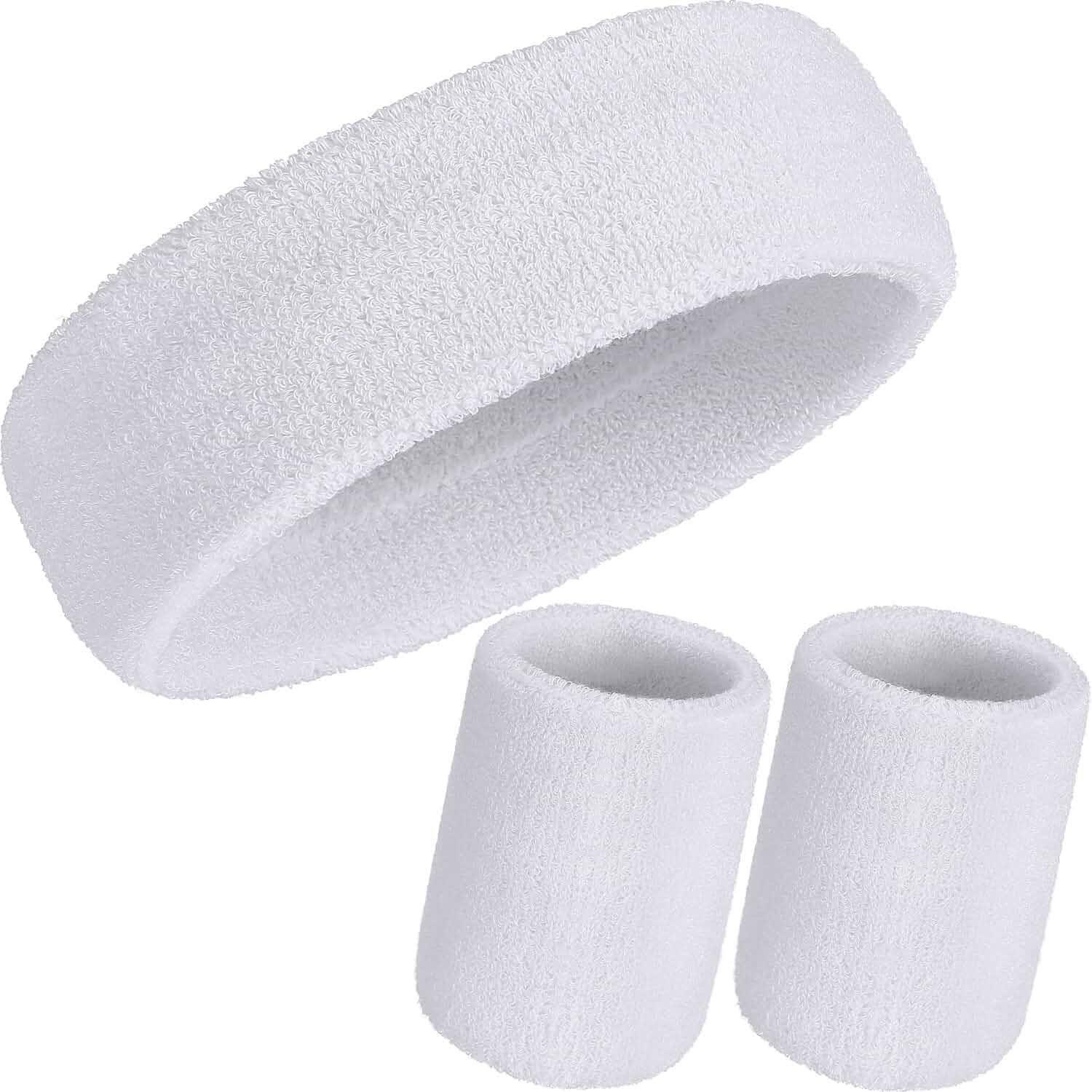 WILLBOND 3 Pcs Sweatbands Headband Wristbands Set Bulk for Men Women 80s 90s Neon Sport basketball Sweat Bands , Tennis wrist bands Competitions Games Athletic Party Supplies
