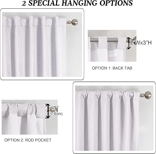 Miniatura 4 de Aiyufeng Cortinas blancas de oscurecimiento de habitación para sala de estardormitorio de 84 pulgadas de largo, 2 paneles, cortinas filtrantes de