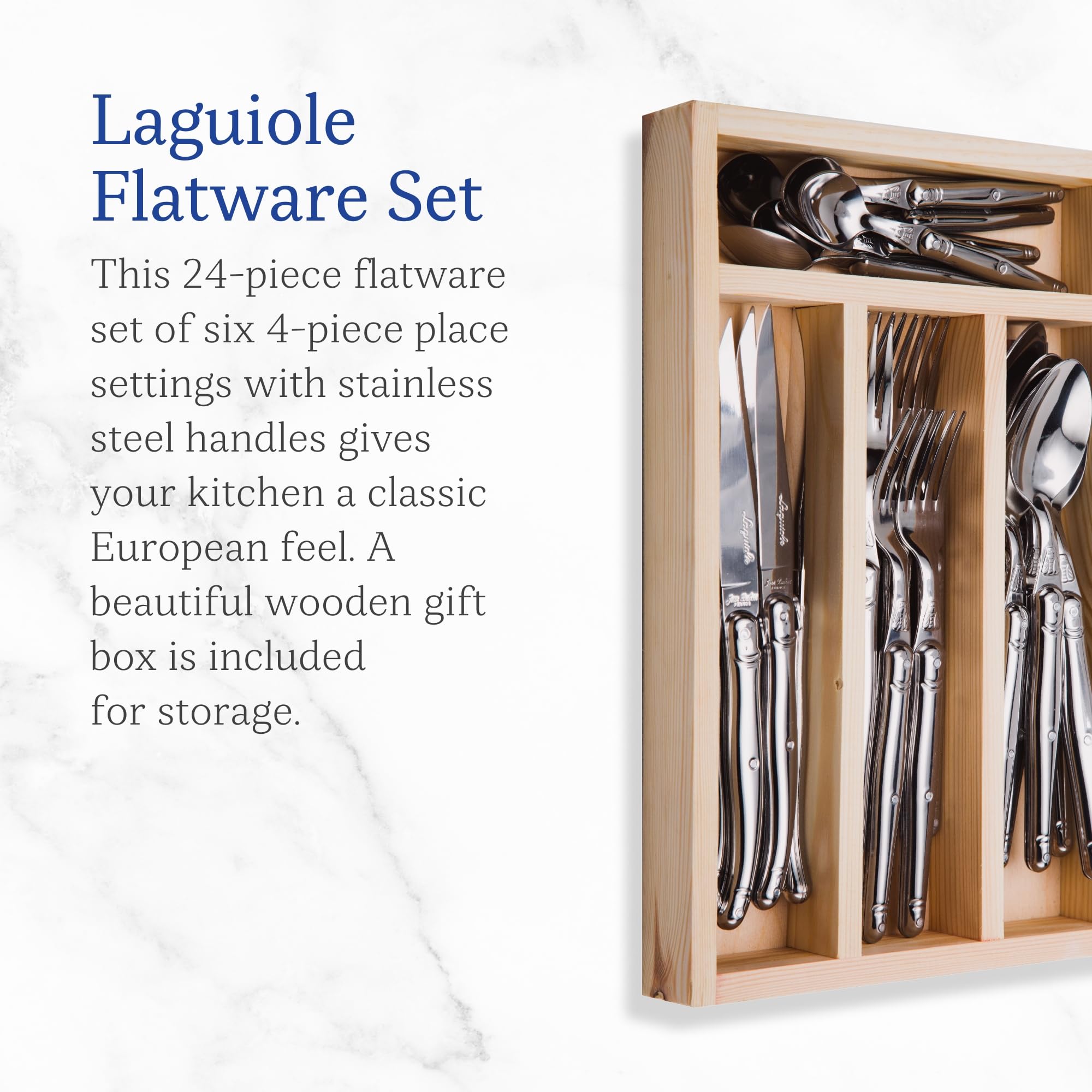 Amazon.com | Jean Dubost Laguiole 24-Piece Everyday Flatware Set
