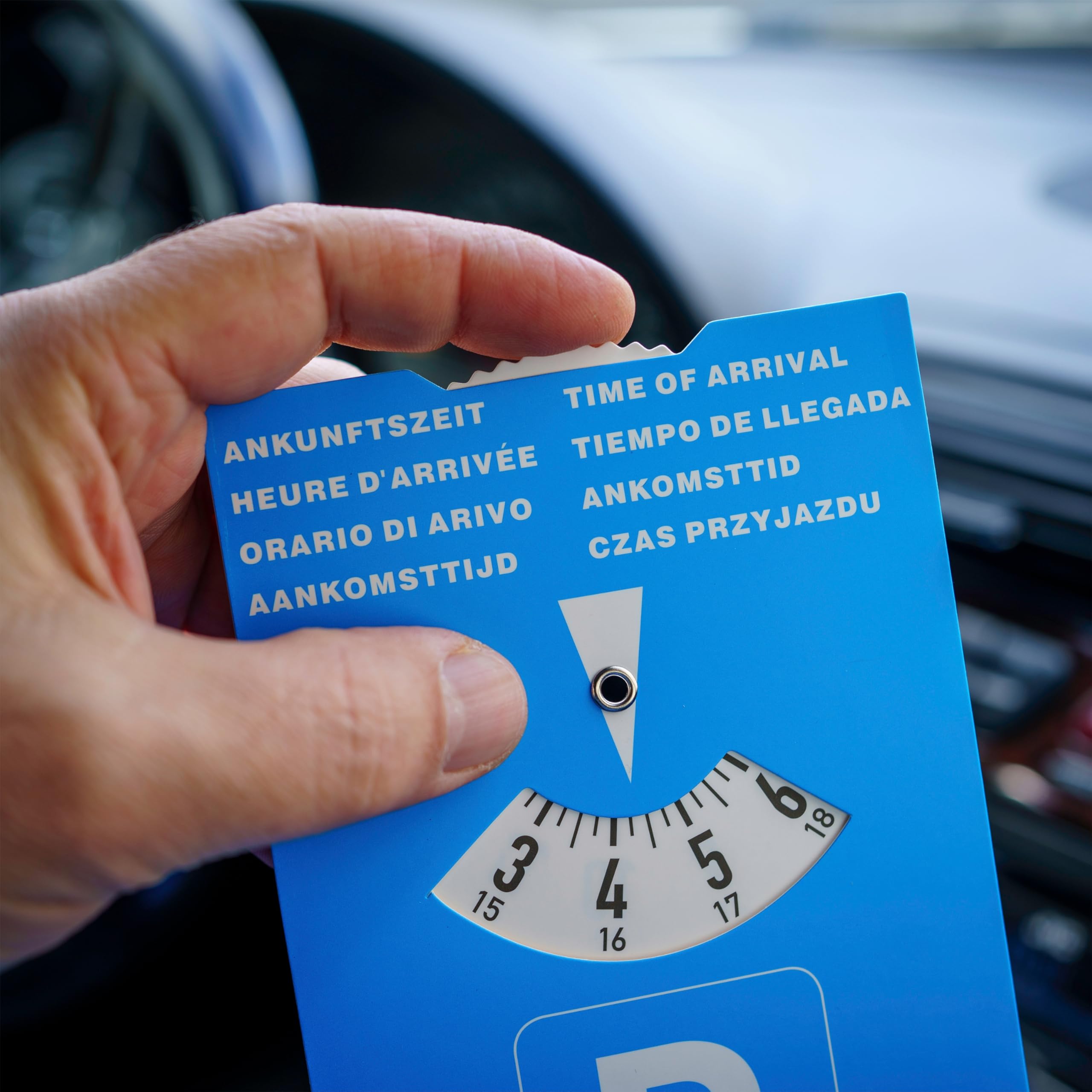 Disco de aparcamiento, 2 piezas, en azul, de papel, ajustable por las dos caras, parquímetro con ocho idiomas, para coche, camión, autocaravana, Parking Disc Blue, discos de aparcamiento