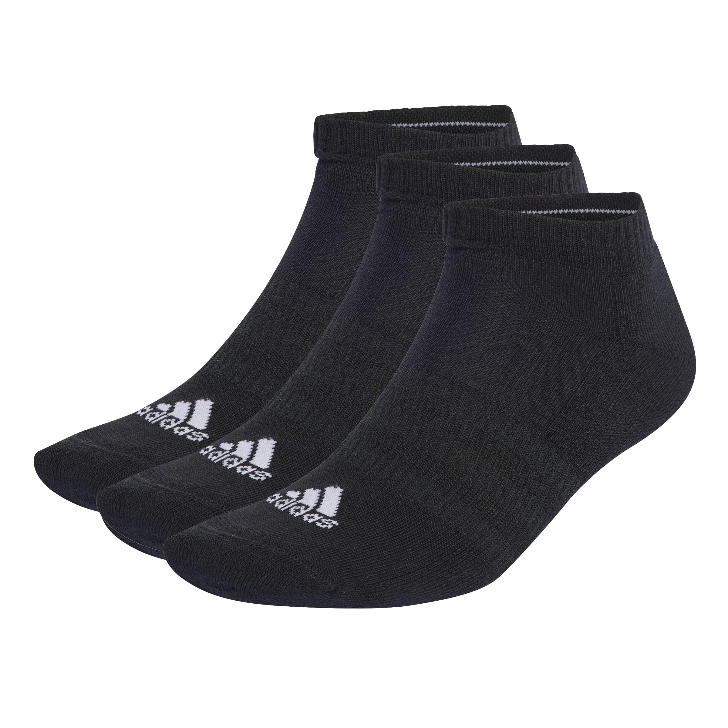 adidas Unisex - Adulto Cushioned Low-Cut Socks 3 Pairs, Black / White, 13-14.5