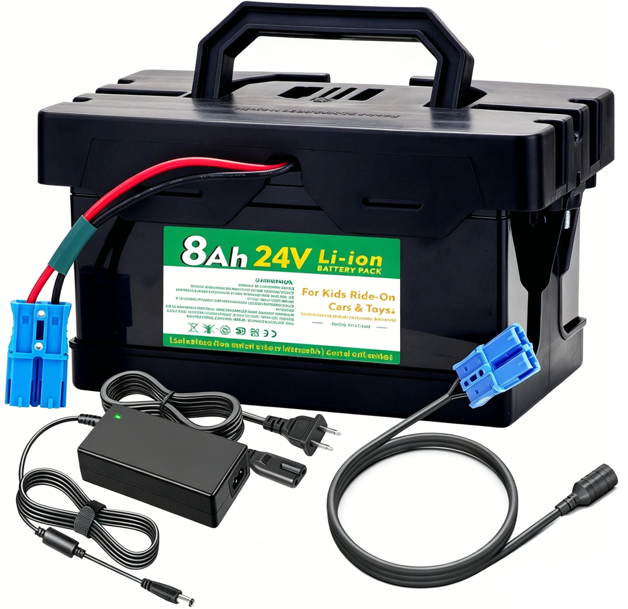 Batterie Li-ion 24 V 8 Ah avec chargeur pour enfants, quad électrique et jouet, compatible avec Dynacraft Realtree 24 V UTV
