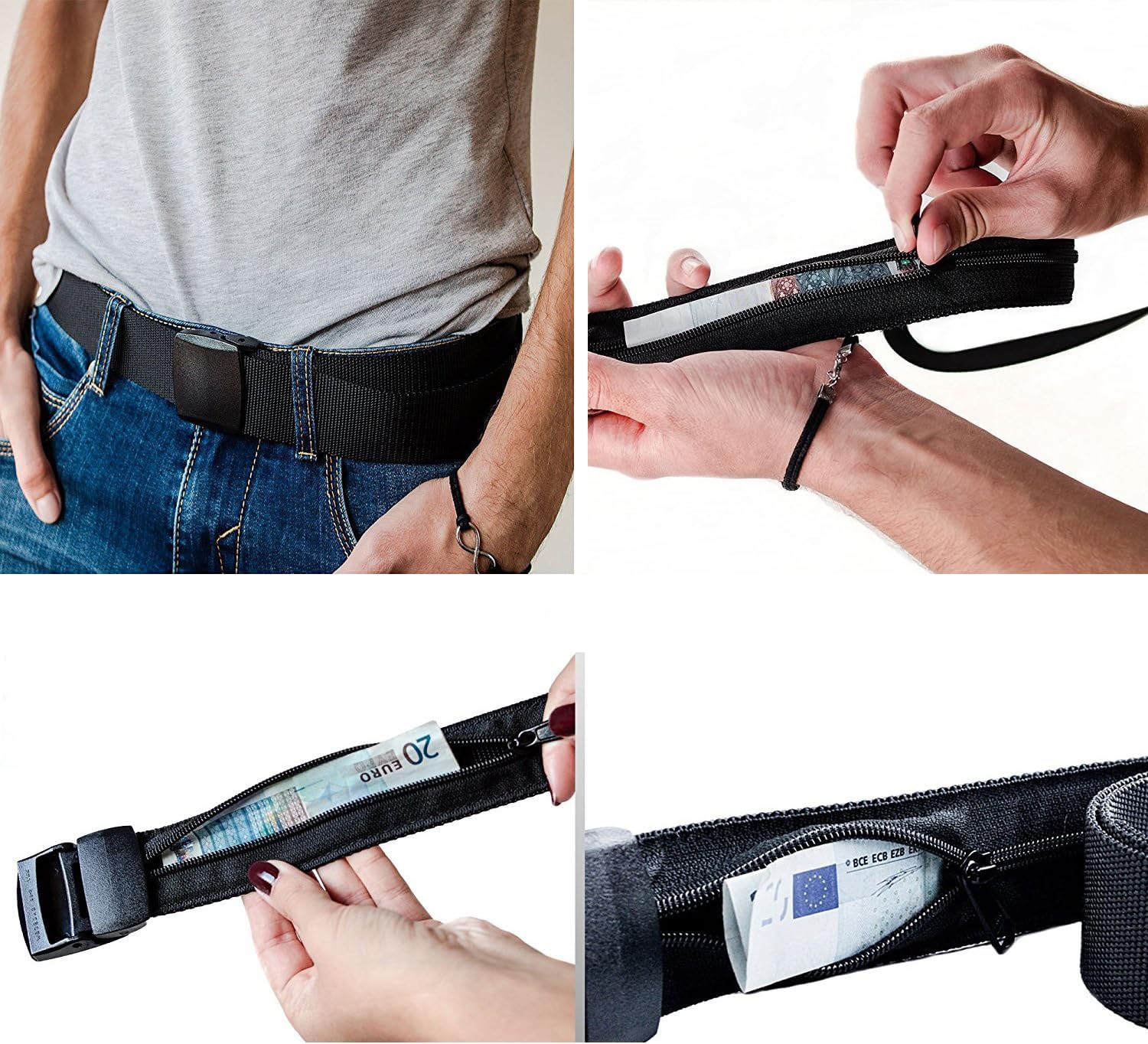 Money Belt for Men Security Belt with Hidden Money Compartment Pocket, Cashsafe Anti-Theft Wallet Non-Metal Buckle - Image 3