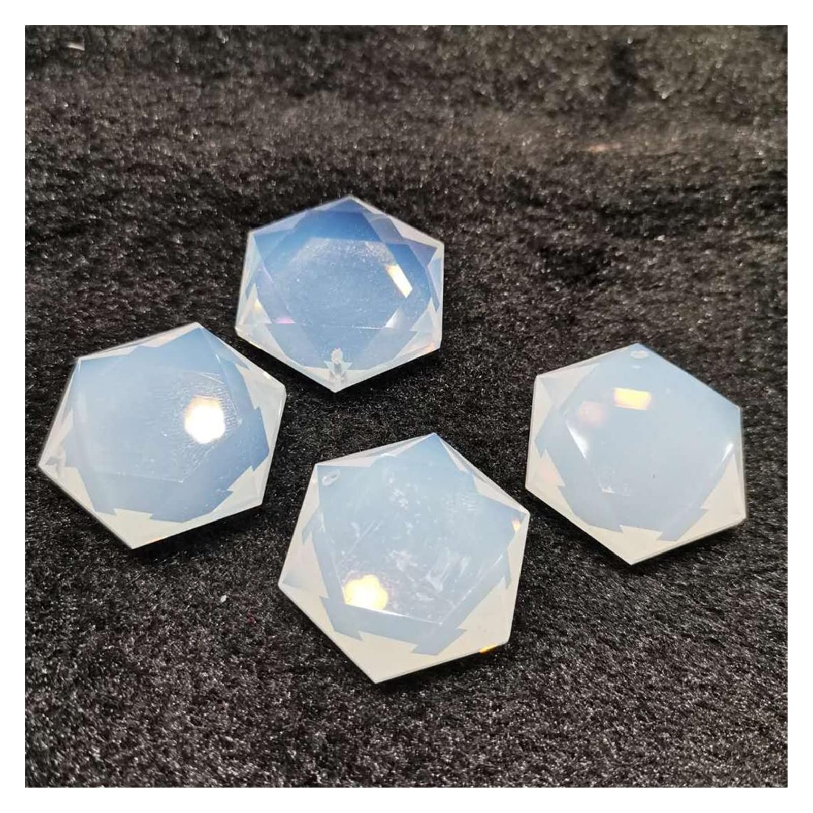 Hexagrama de ópalo Natural Estrella del Amuleto Colgante Collar Piedra de Cuarzo Artesanía Decoración Inicio Colecciones