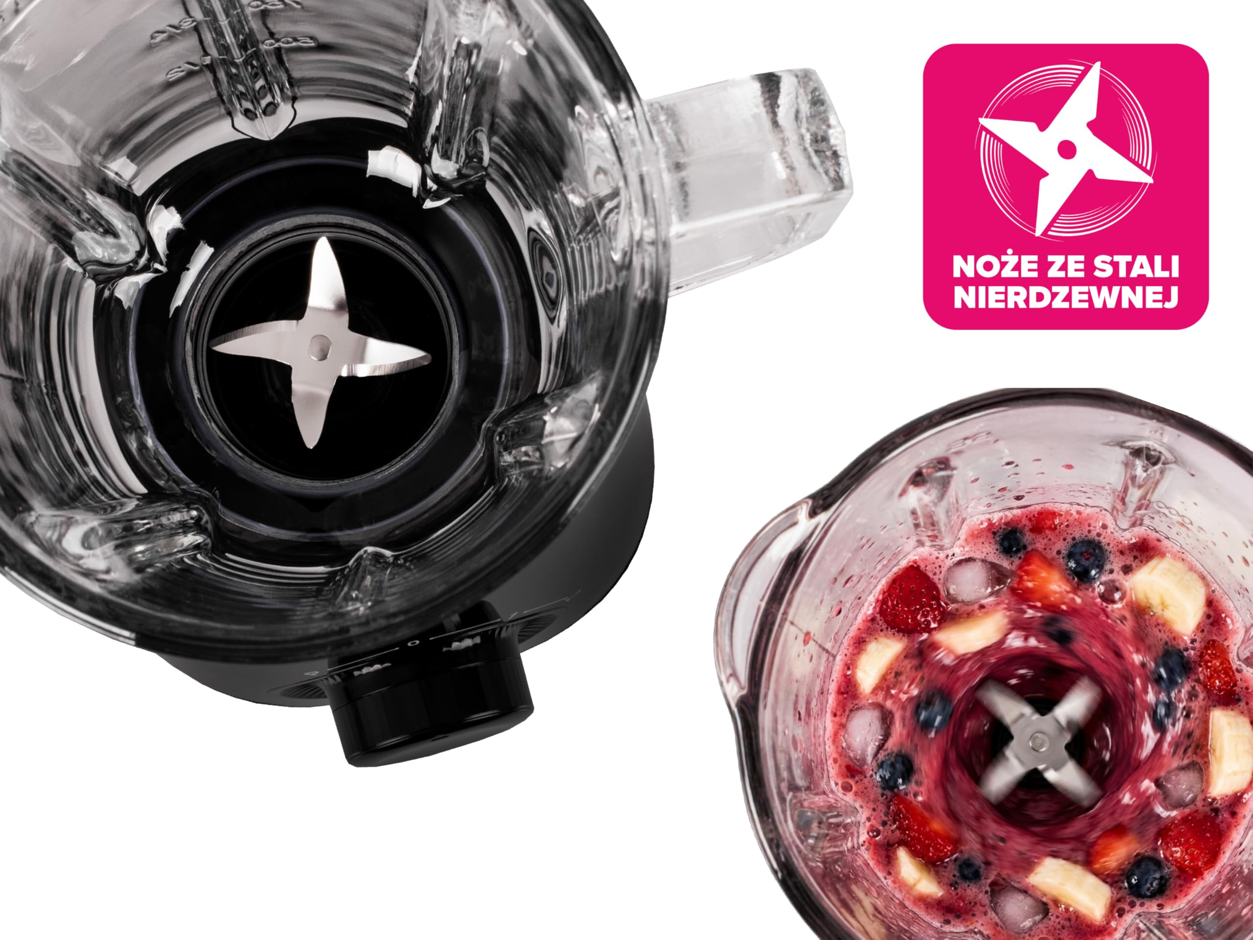BK6 - Batidora de vaso (1000 W, con función Ice Crush, batidora de 1,8 L, 2 velocidades + pulsos, cuchillo de acero inoxidable, 22.000 rpm, sin BPA, batidora para batidos, sopas y helados) Eldom