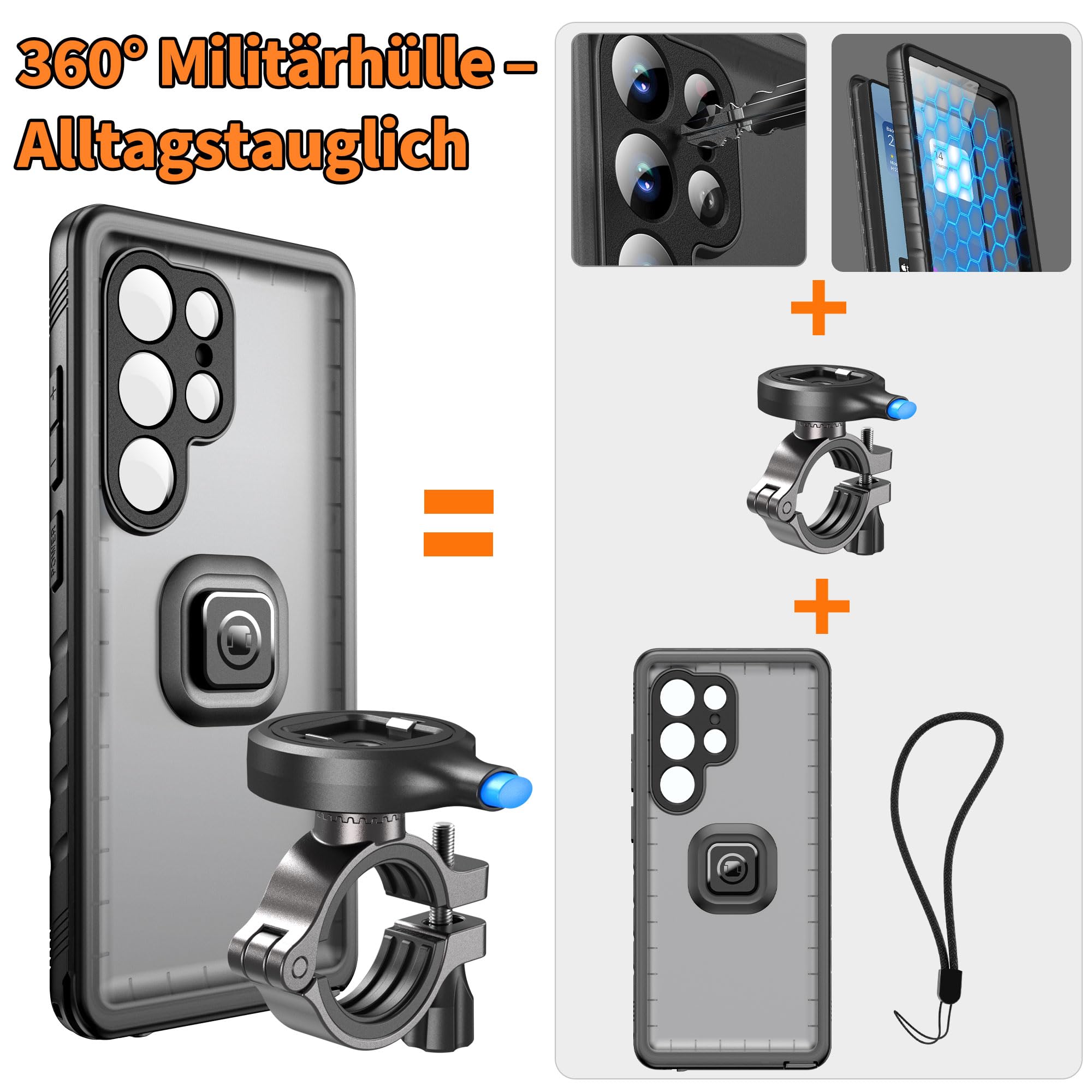 Cozycase Wasserdicht Handyhalterung Fahrrad Für Samsung Galaxy S26 Ultra | Anti-Diebstahl Hülle Handy Halter Motorrad Lenker Rennrad Mtb Ebike Bike Phone Holder Mount Fahrradhalterung IP68 Waterproof