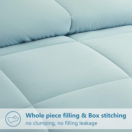 Miniatura 3 de EASELAND Edredón alternativo acolchado suave para todas las estaciones, tamaño California King, relleno de edredón reversible con pestañas en las