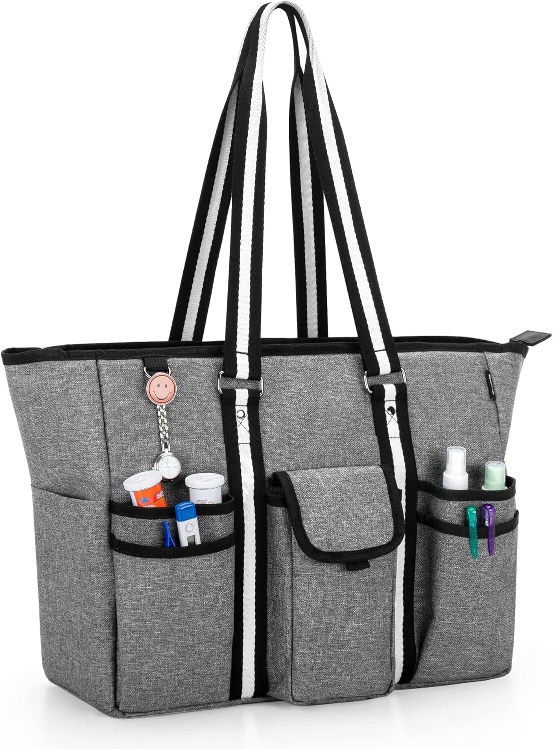 CURMIO Nurse Tote Bag with Additional Bottom Support for Home Health Care, Clinical Bag for Nursing Students, Doctors, Medical Assistants