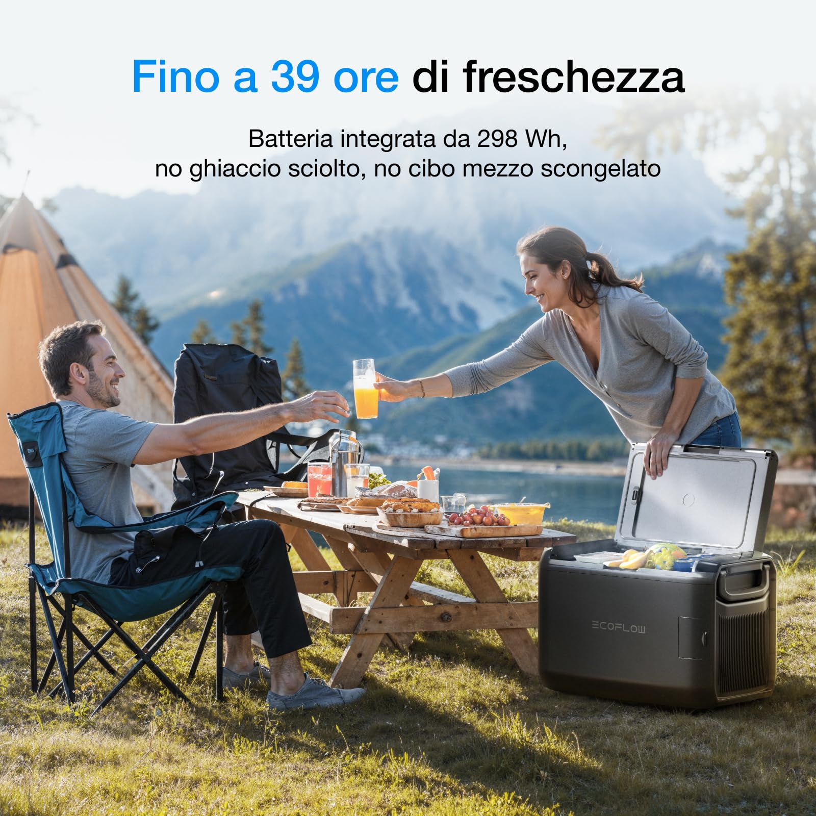 EF ECOFLOW GLACIER Classic 45L Frigorifero congelatore Portatile con Batteria da 298 Wh, Cooler 2 Zone, per Auto Raffreddamento Autonomo 39 h, Campeggio Viaggi Pesca e Off-grid