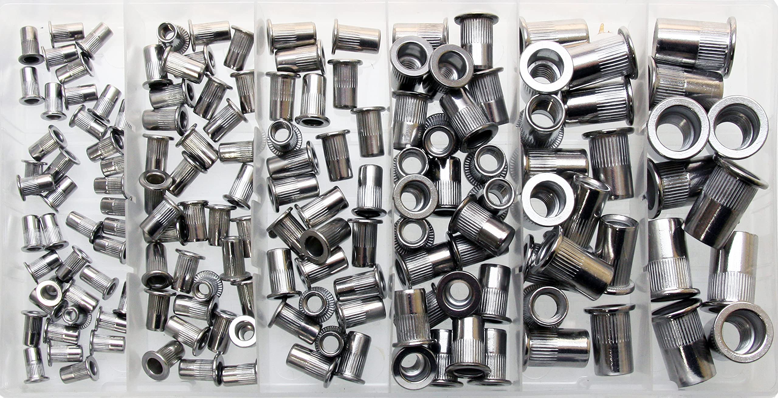 Surtido de tuercas de remaches ciegos de acero inoxidable/cabeza plana, insertos de rosca M3, M4, M5, M6, M8 y M10, 150 piezas