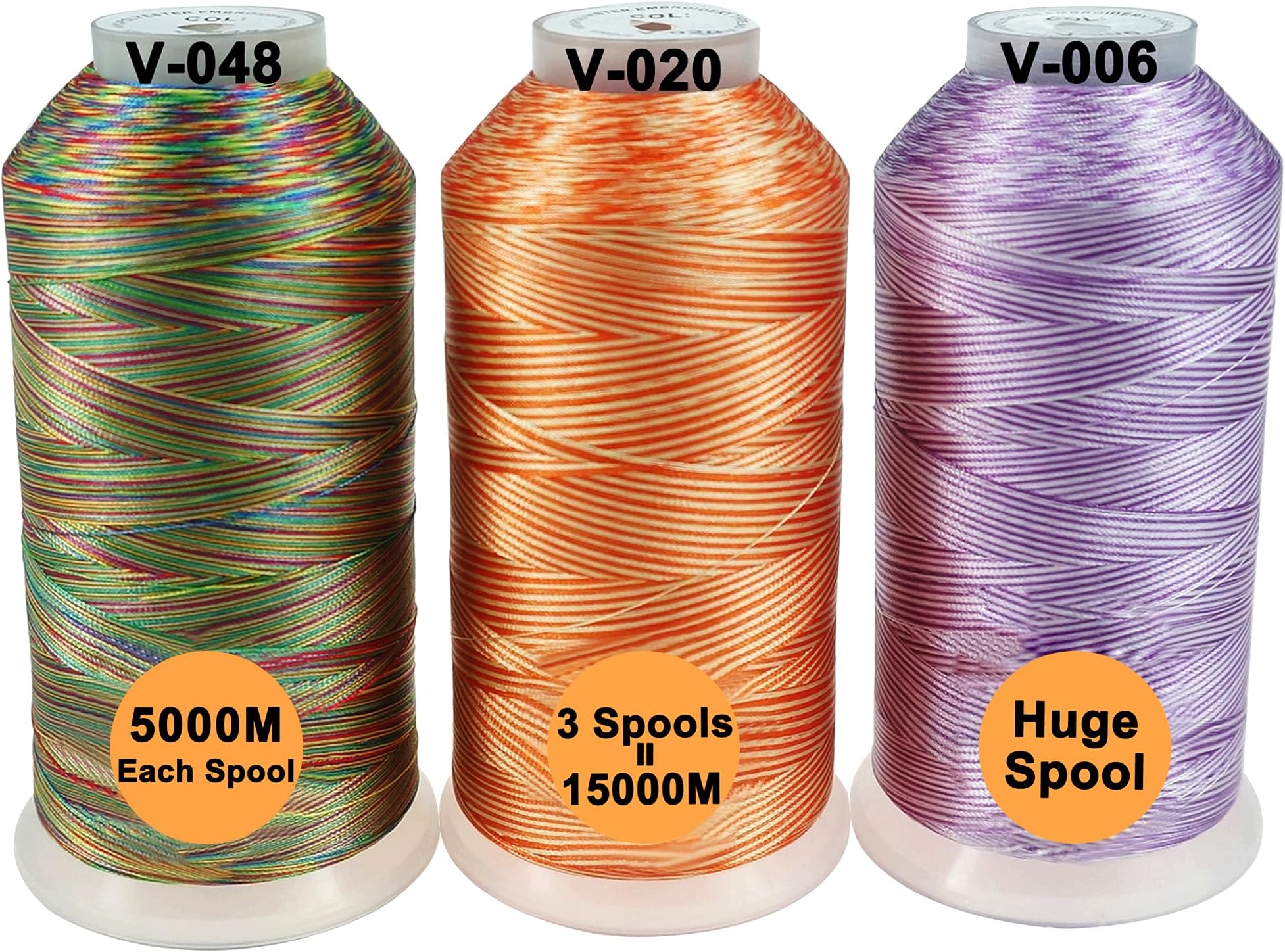 New brothreads - 40 Options- Various Assorted Color Packs of Polyester Embroidery Machine Thread Huge Spool 5000M for All Embroidery Machines -Variegated Colors 1