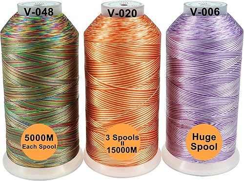Miniatura 54 de Hilos New Brothreads, 32 opciones, varios colores, de poliéster, para toda máquina de coser, carrete grande de 5,000 m 3 colores básicos 2