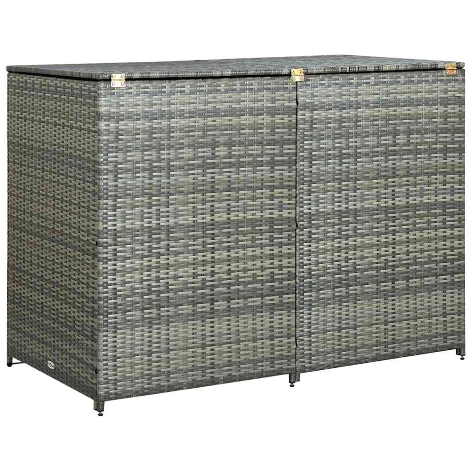 Gecheer Mülltonnenbox für 2 Tonnen Poly Rattan Anthrazit 148×77×111 cm mit Deckel und Schließsystem für Gartenlagerung