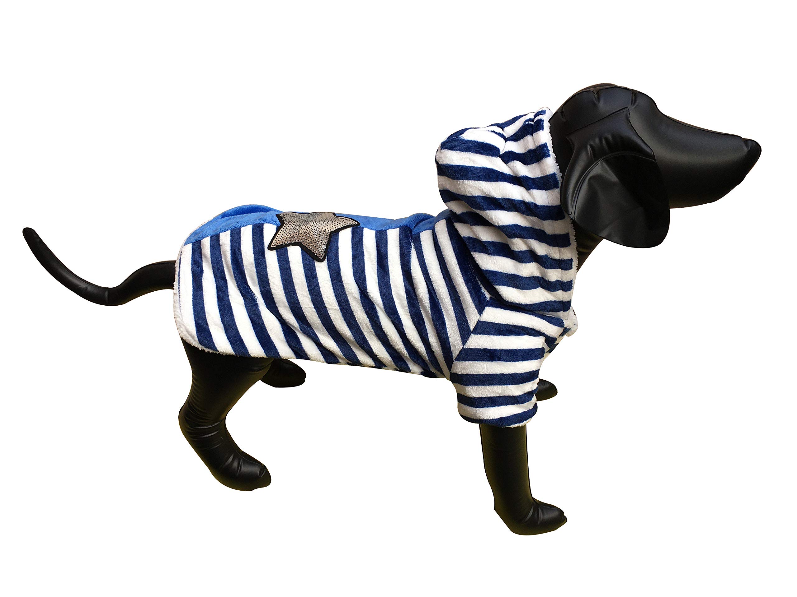The DDS Store Pet Dog Clothes Winter Stripped Dog Clothing Costume Sweatshirts Coat Apparel Puppy Sports Clothes 1 Piece (18 Inch, Blue) (B082FM5VJ7) Amazon Price History, Amazon Price Tracker
