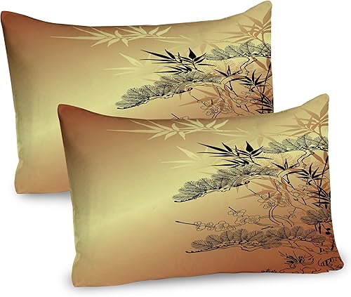 Miniatura 11 de Ambesonne Synthwave - Juego de 2 fundas de almohada, ilustración abstracta de los años 80 con palmeras y cuadros de puesta de sol, artículo de