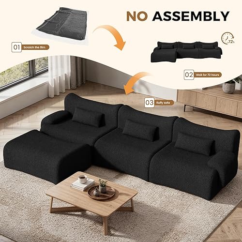 Miniatura 6 de Sofá modular modular de 126 pulgadas en forma de L para sala de estar, sofá modular de gran tamaño con asientos profundos, sofás modernos con