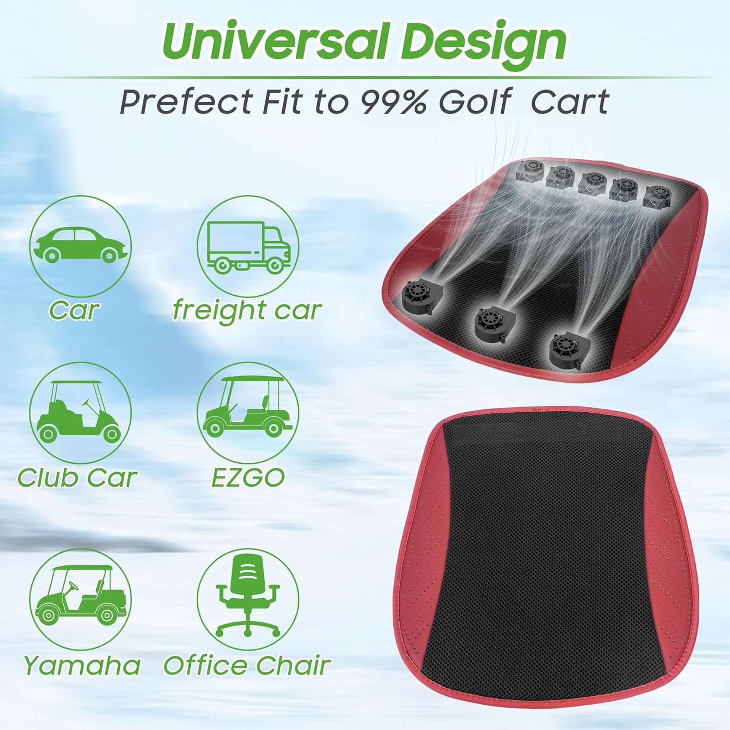 10L0L Golf Cart Cover Fits for Club Car （RED）