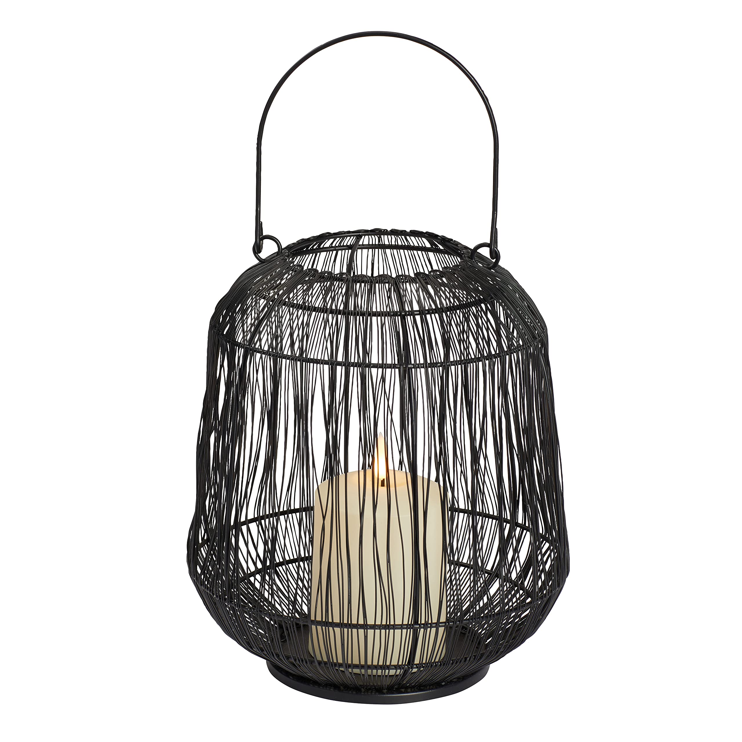 USB Rechargeable Metal Cage Lantern - Outdoor & Indoor Black Lantern With Carry Handle