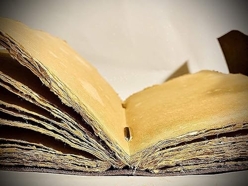 Miniatura 3 de AzureGreen - Diario de lapiz negro de 3 lunas - Cuaderno de escritura vintage hecho a mano con piedras preciosas, sin forro (negro, borde de 3 lunas)