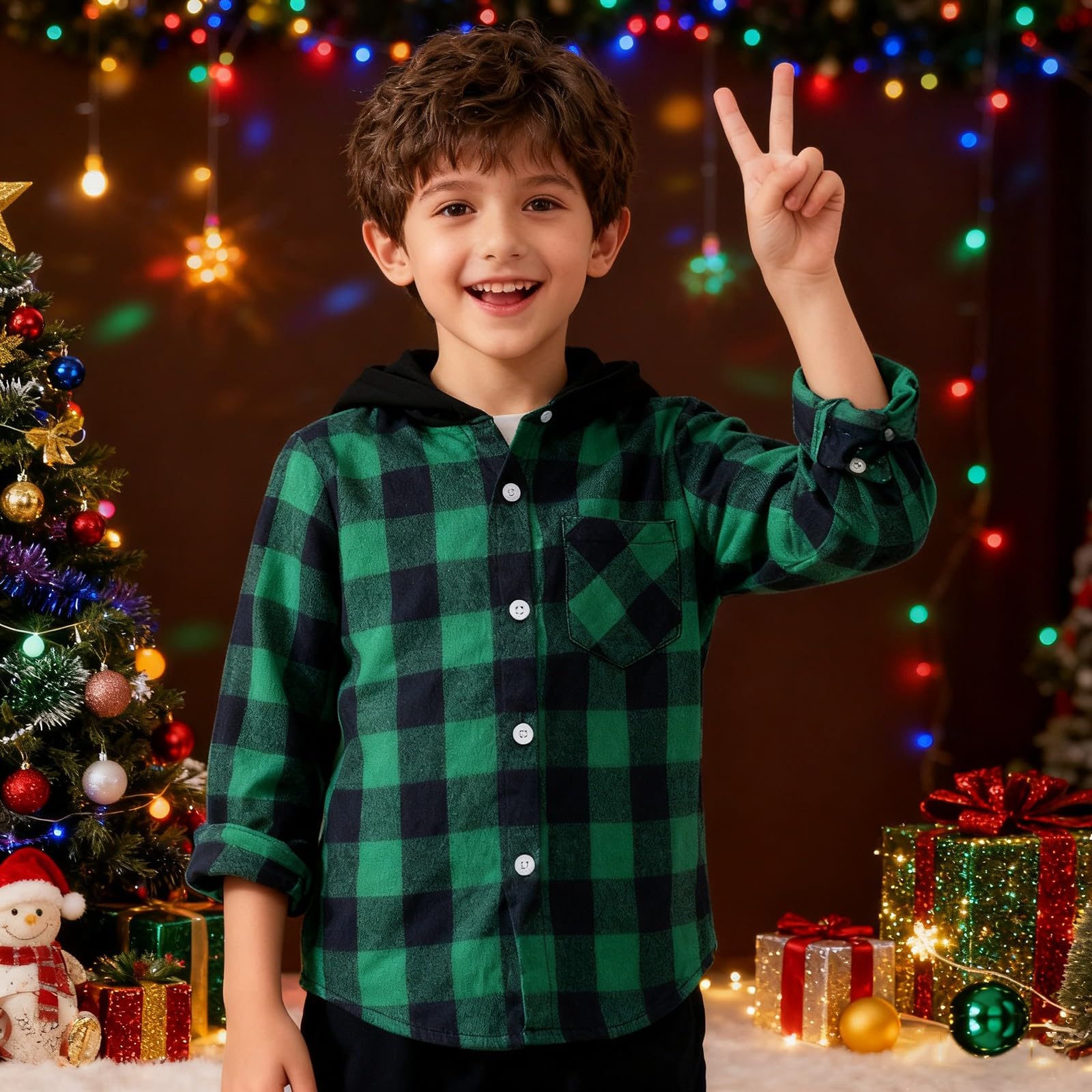 Camisa de manga larga con botones a cuadros para niñas y niños, ligera, informal, para la escuela