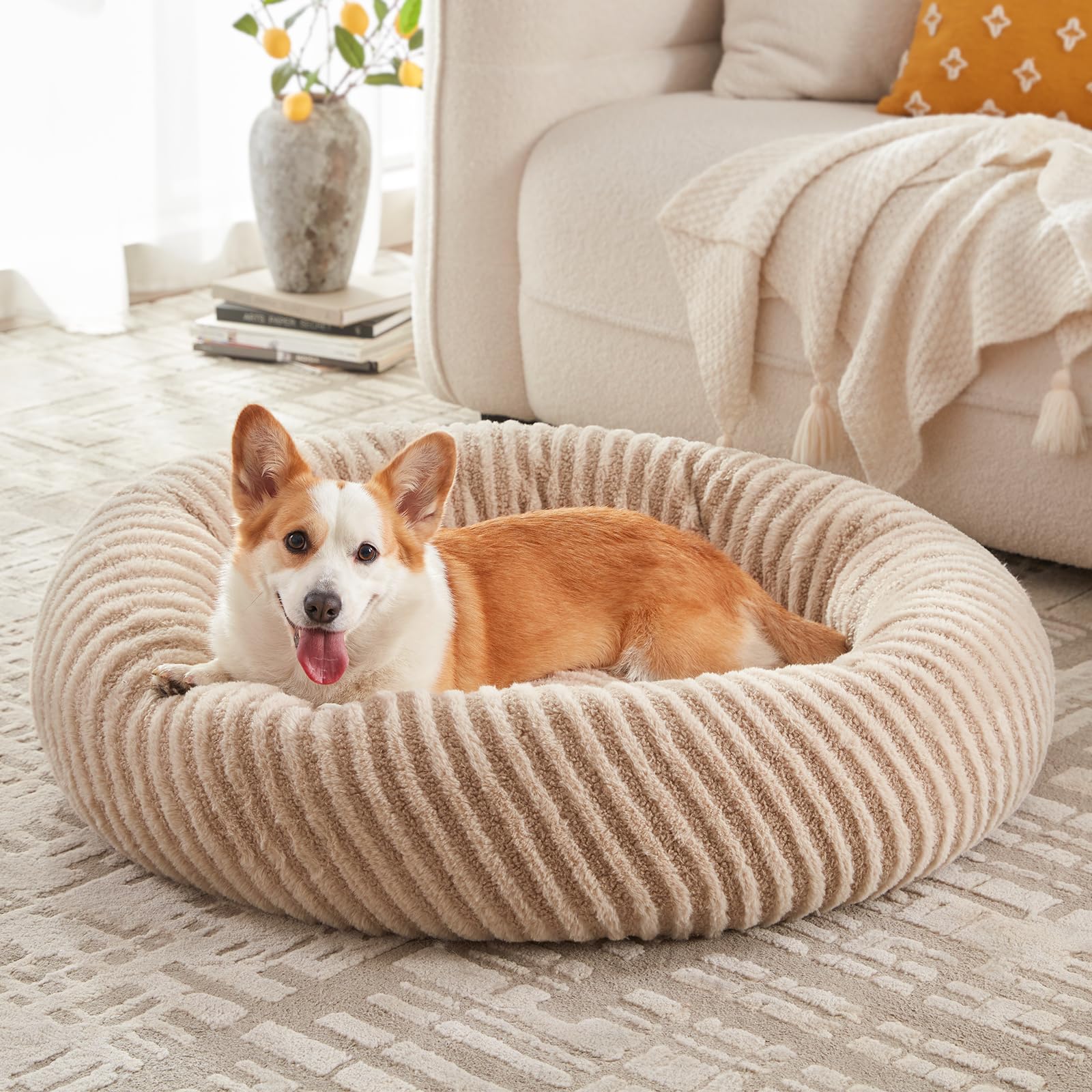MIXJOY Dog Bed Medium Size Beige