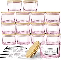 Vista 16 de CONNOO Paquete de 15 tarros de vela de vidrio ámbar dorado de 4 onzas con tapas herméticas de bambú para hacer velas, recipientes vacíos de boca