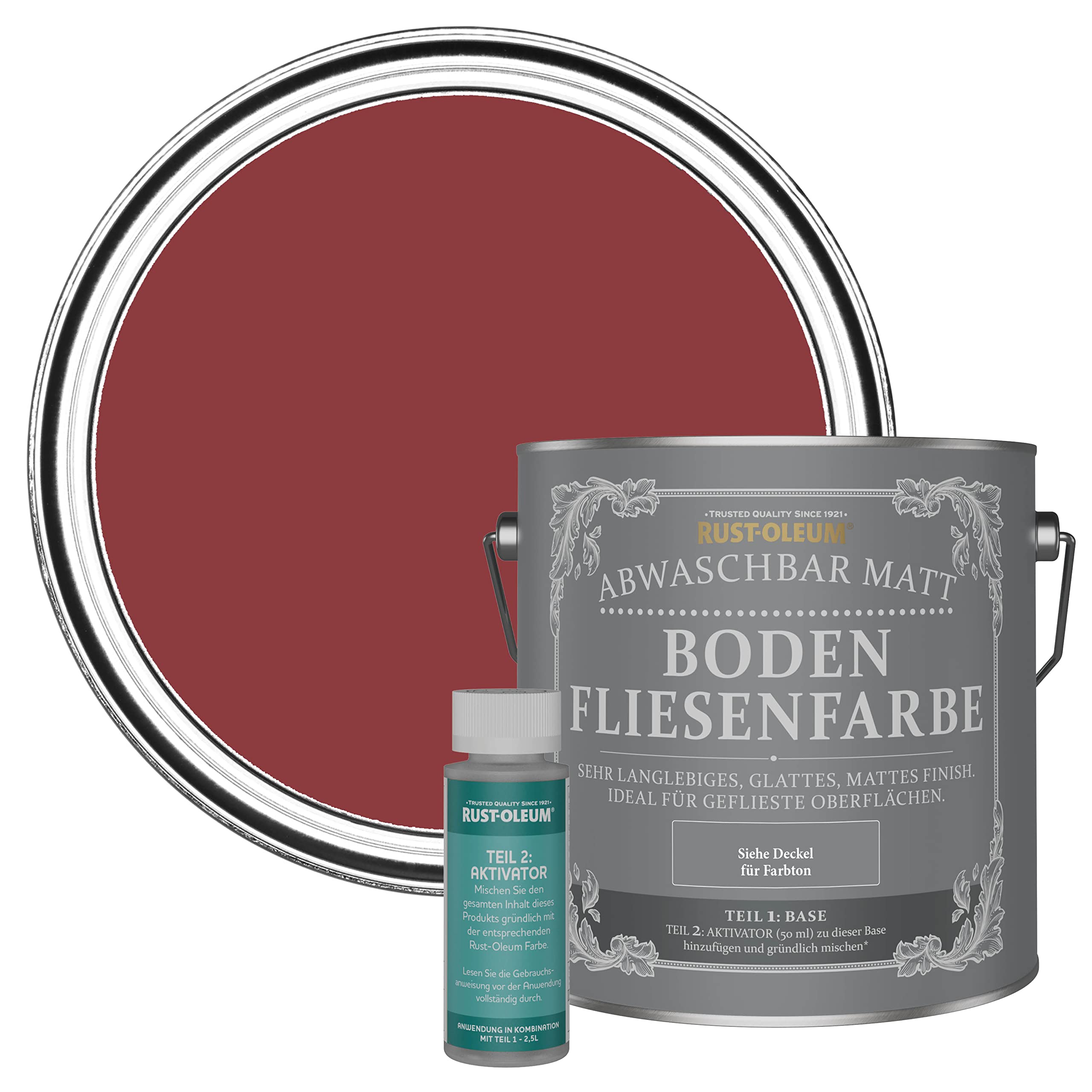 Rust-Oleum strapazierfähige, abwaschbare Bodenfliesenfarbe in rot Matt Finish - Bordeaux 2,5 Litres