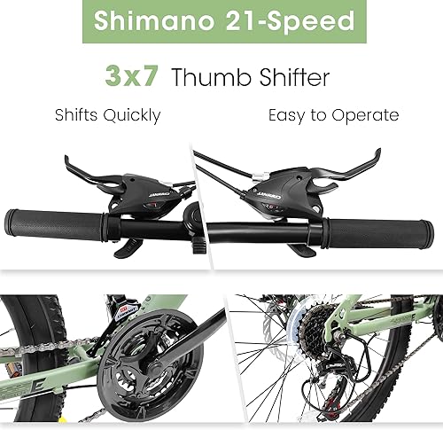 Miniatura 30 de 24/26/27.5 Inch Wheel Mountain Bike, 21 Speed MTB Bike with Full/Front Suspension, Steel Frame and Dual Disc Brakes, Adult Mens Outdoor Cycling