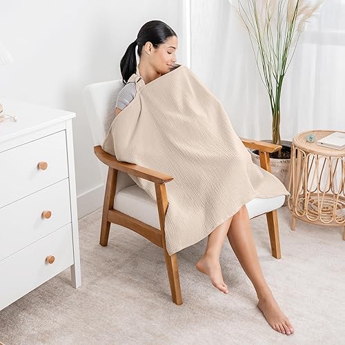 Miniatura 2 de Comfy Cubs Funda de lactancia de muselina, paquete de 1, funda de lactancia materna 100% de muselina, bufanda de lactancia suave y transpirable con