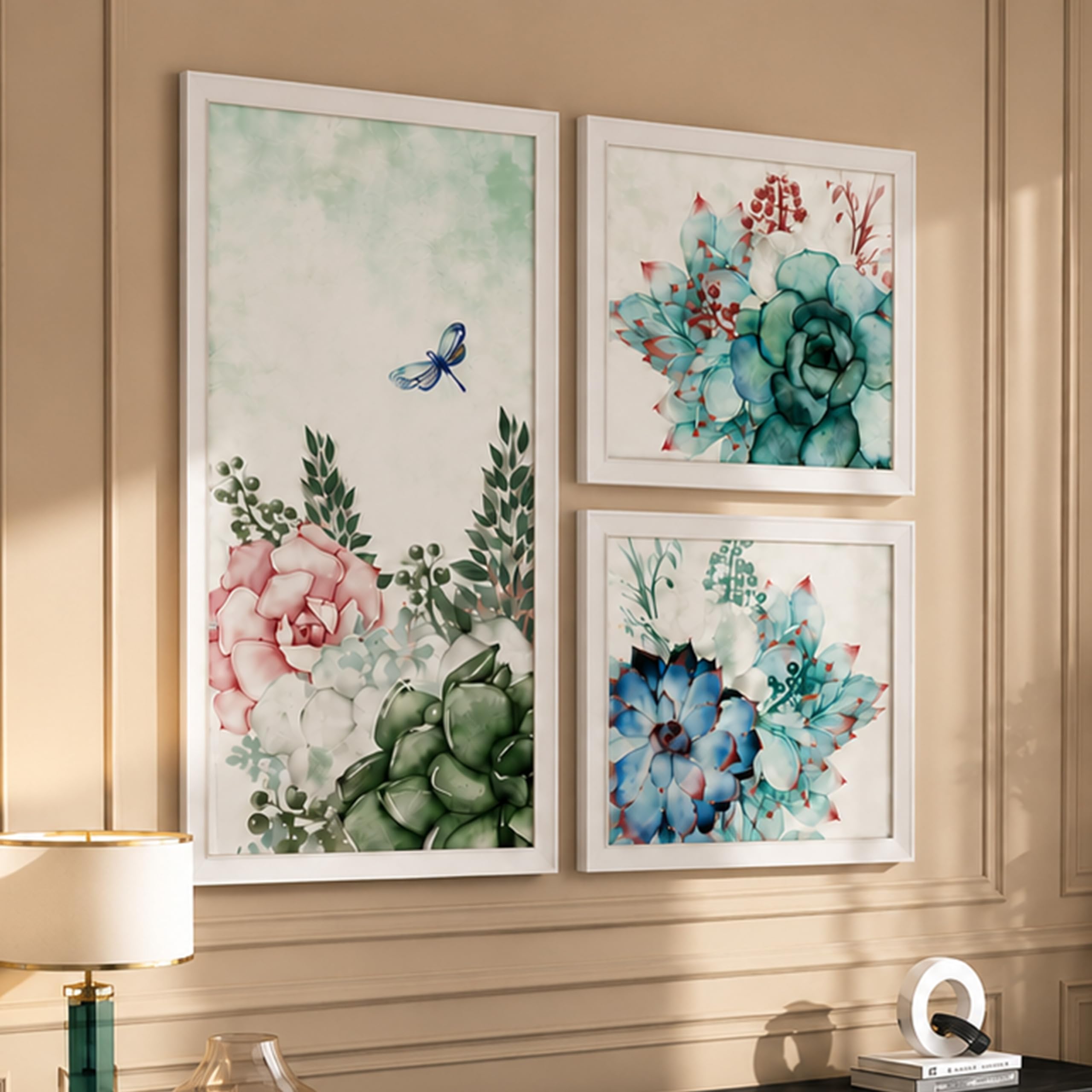 Landscape Deer Art Prints - Set of 3 Framed Wall Decor -8