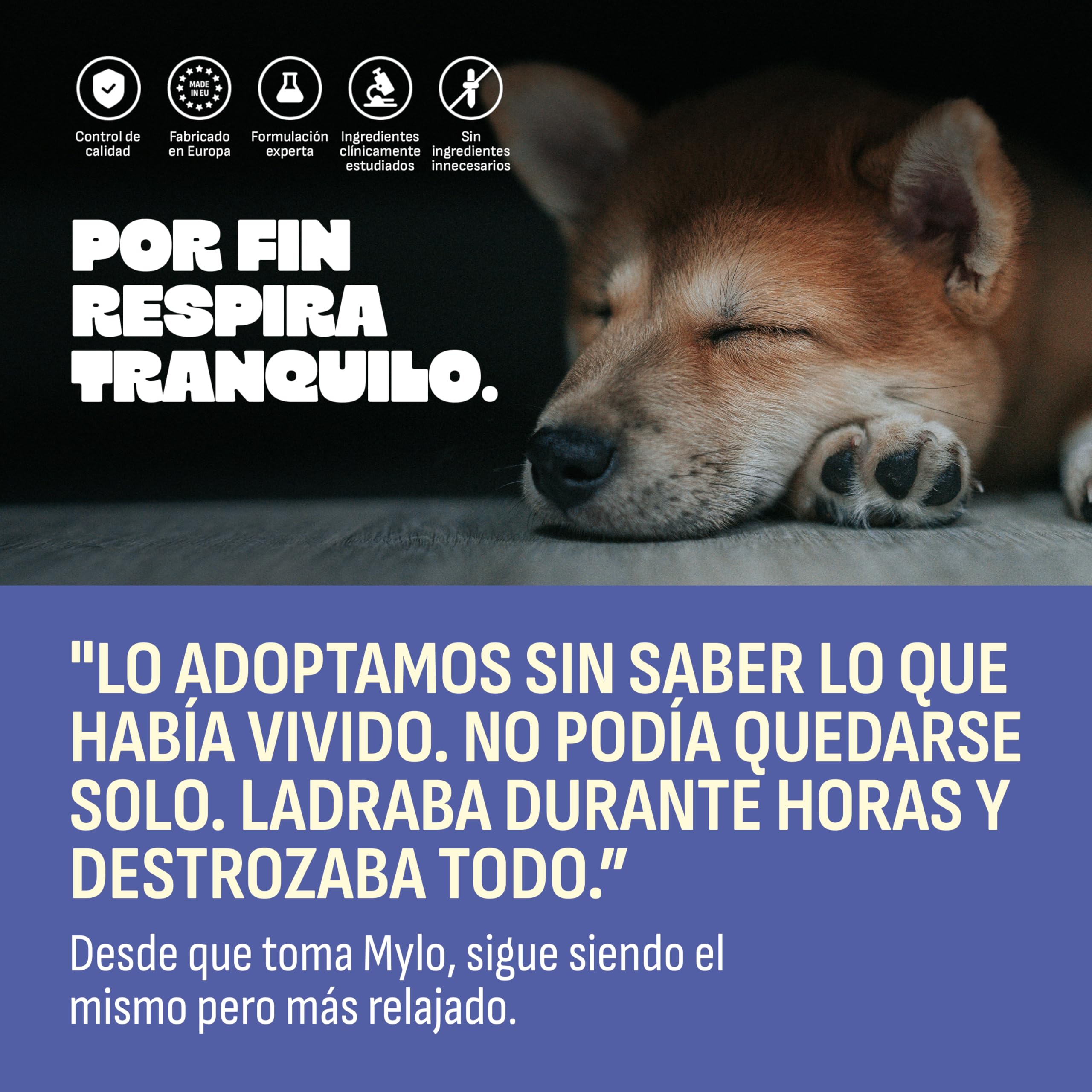 MYLO Calmante per cani, ansia da separazione, tempeste e viaggi, alternativa ai feromoni per cani, con magnesio, triptofano e ashwagandha, 60 pezzi