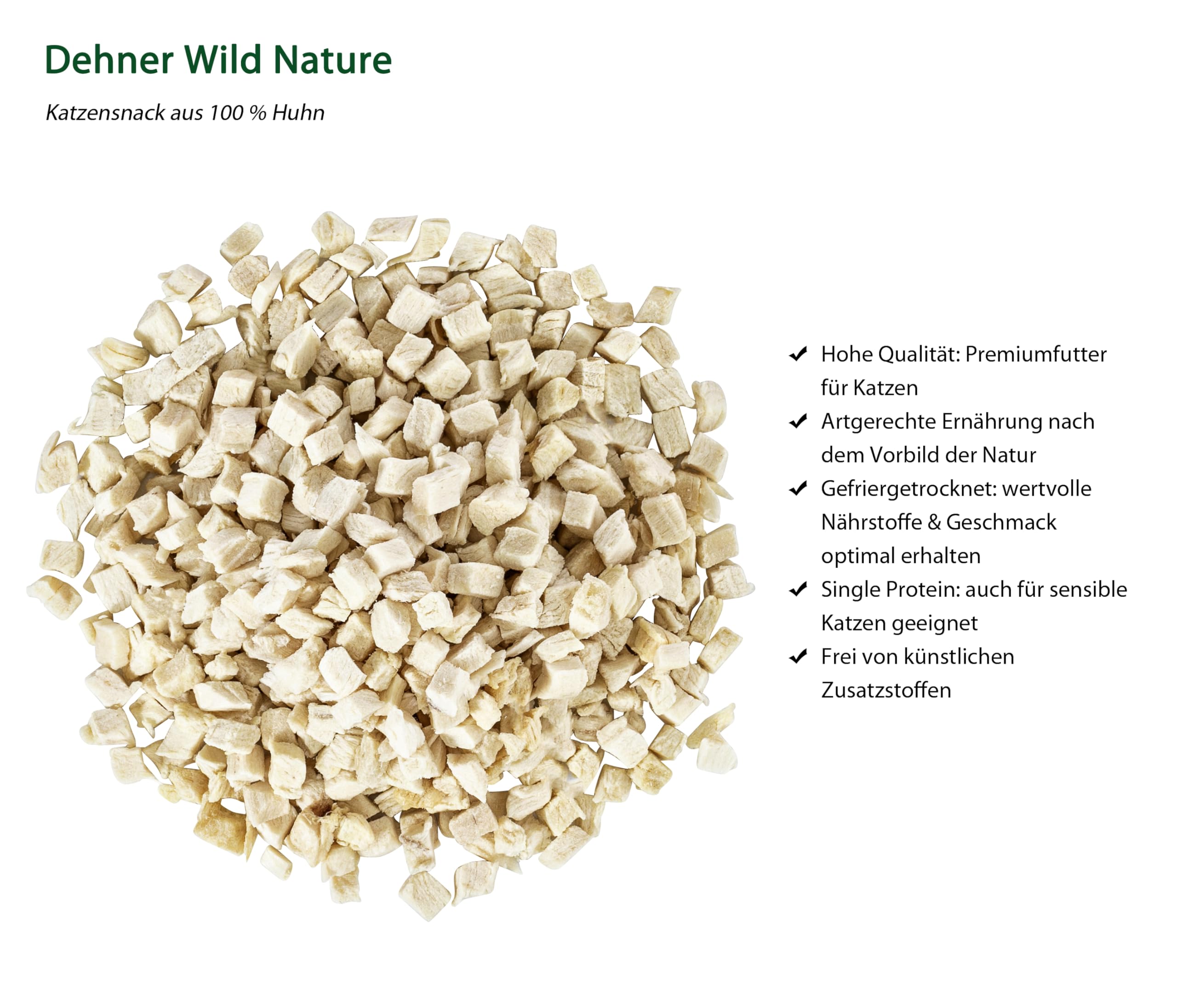 Dehner Wild Nature przekąska dla kotów, premium przysmak, bez glutenu/cukru, dla kotów wrażliwych na odżywianie, liofilizowana, kurczaka, 6 x 25 g (150 g)