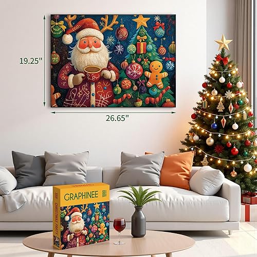 Miniatura 6 de Rompecabezas para adultos de 1000 piezas, rompecabezas de Papá Noel, juego divertido desafiante con familiares y amigos