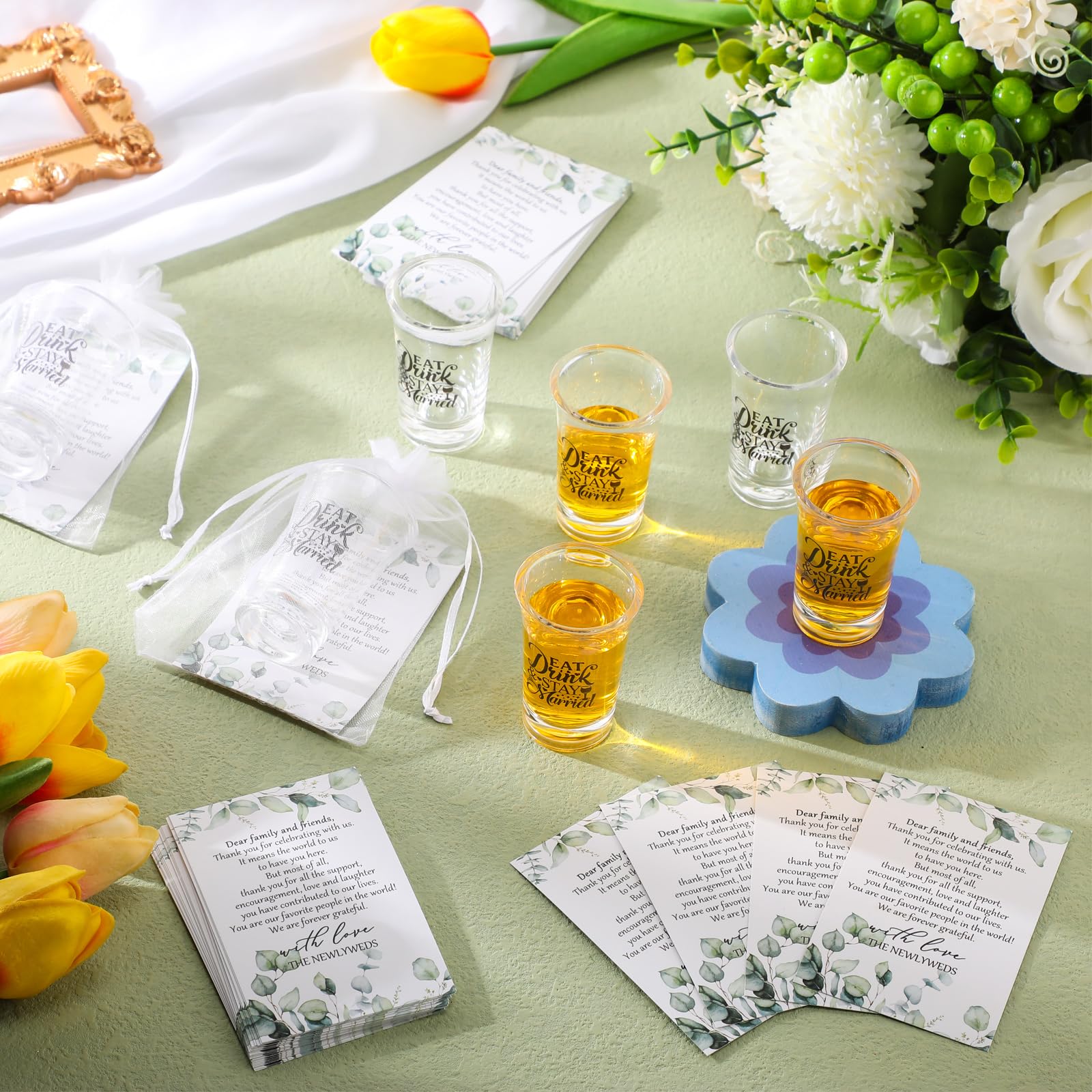 Uiifan 100-Piece Wedding Favor Set - Stainless Steel Shot Glasses With Thank You Cards & Bags - View #6