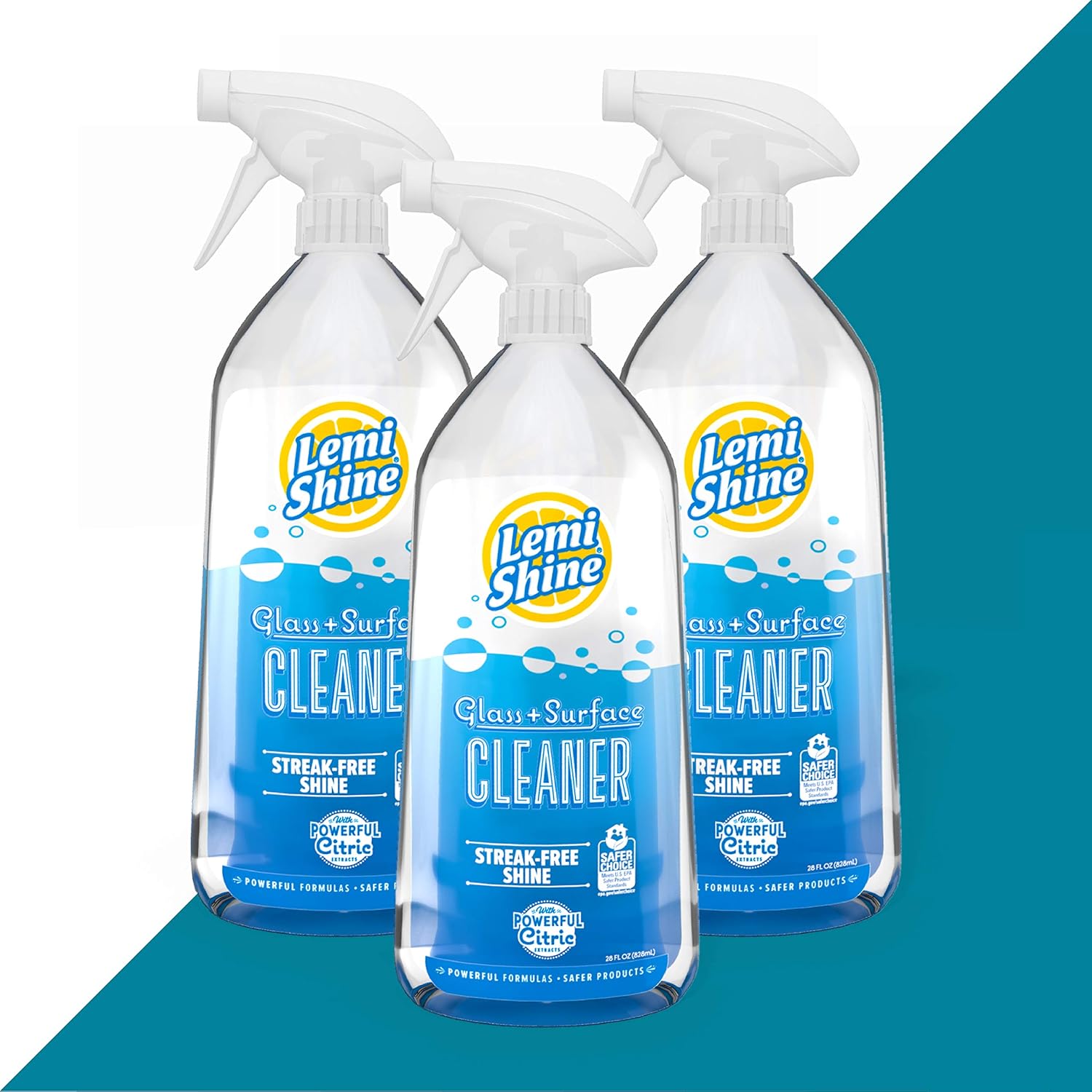 Lemi Shine Glass & Surface Cleaner - Multi-Surface Glass Cleaner Spray with Powerful Citric Acid, Cleans Smudges and Streaks from Windows, Glass, and Mirrors, 28oz - 3 Pack : Health & Household