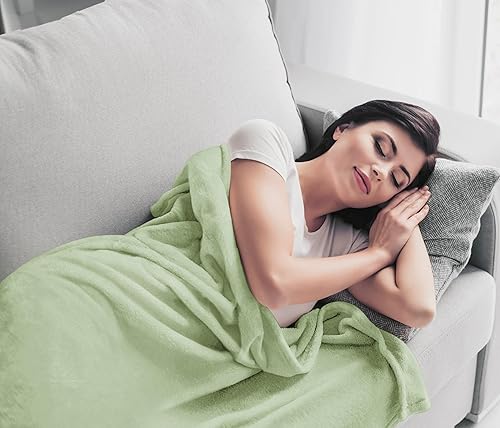 Miniatura 6 de Utopia Bedding Manta de forro polar, tamaño matrimonial, color verde salvia, 10.53 ozm, de lujo, mullida, suave y antiestática de microfibra (90 x