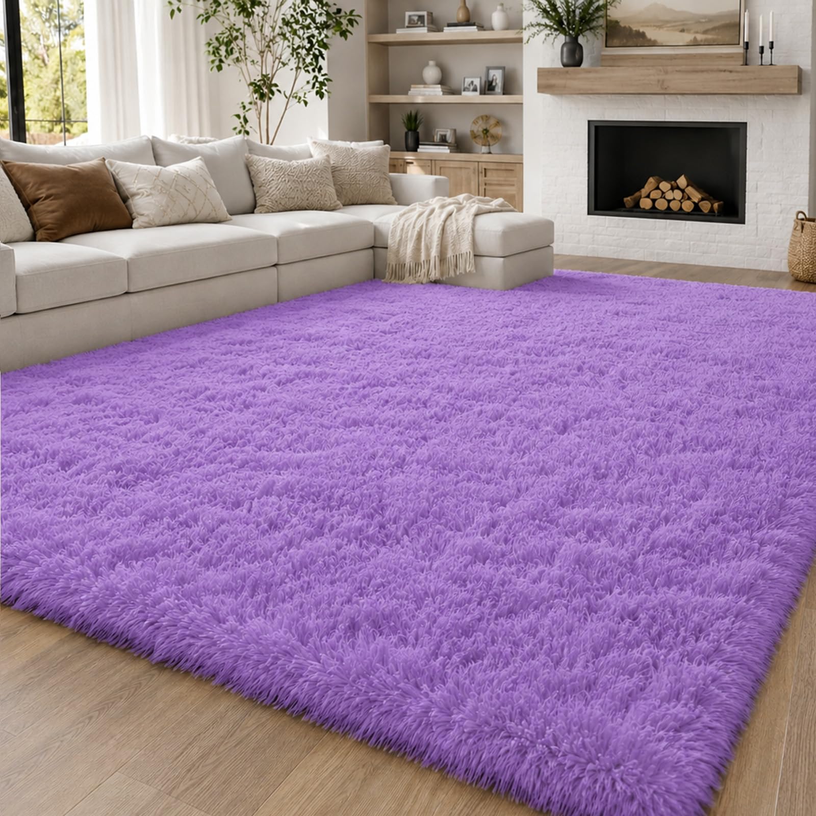 Hochflor Teppich Wohnzimmer 60x110cm, Creme Shaggy Teppich für Schlafzimmer Flauschige Teppichen, Modern Shag Wohnzimmerteppich Bettvorleger High-Pile Carpet rutschfest für Schlafzimmer Kinderzimmer