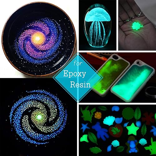 Miniatura 3 de Pigmento en polvo de 10 colores que brillan en la oscuridad con lámpara UV, polvo luminoso de resina epoxi para kit de slime, seguro para la piel,