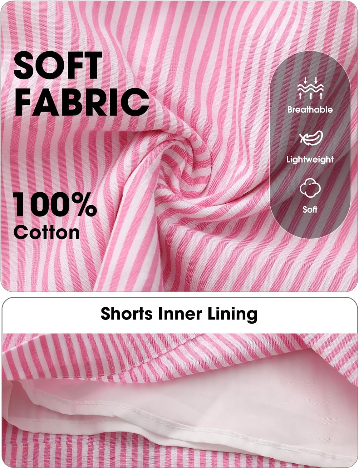 EXLURA Womens 100% Cotton Summer 2 Piece Outfits Sleeveless Tank Tops Matching Shorts Sets Striped Cruise Beach Vacation 2026 - Image 3