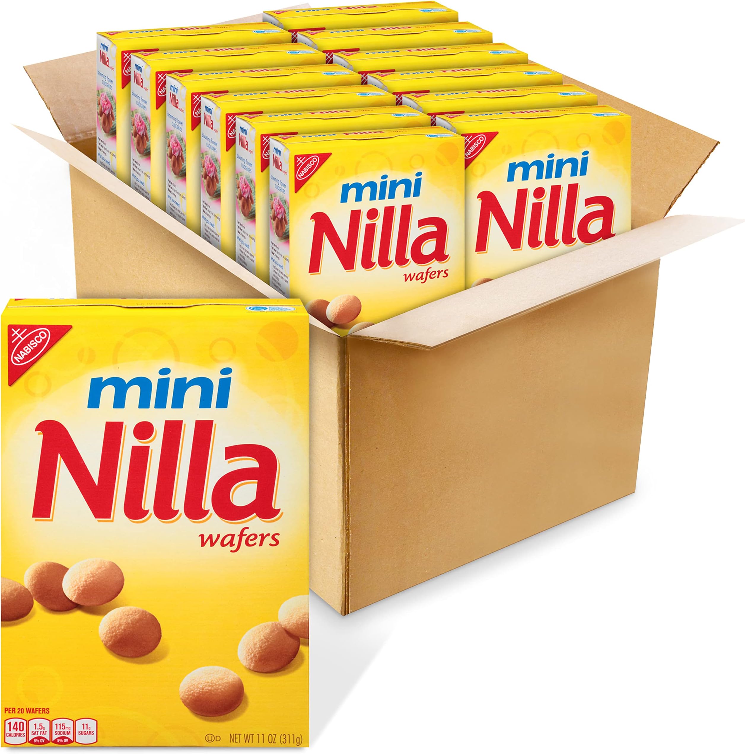 Nilla Wafers Mini Cookies, Vanilla Wafers, 12 - 11 oz Boxes