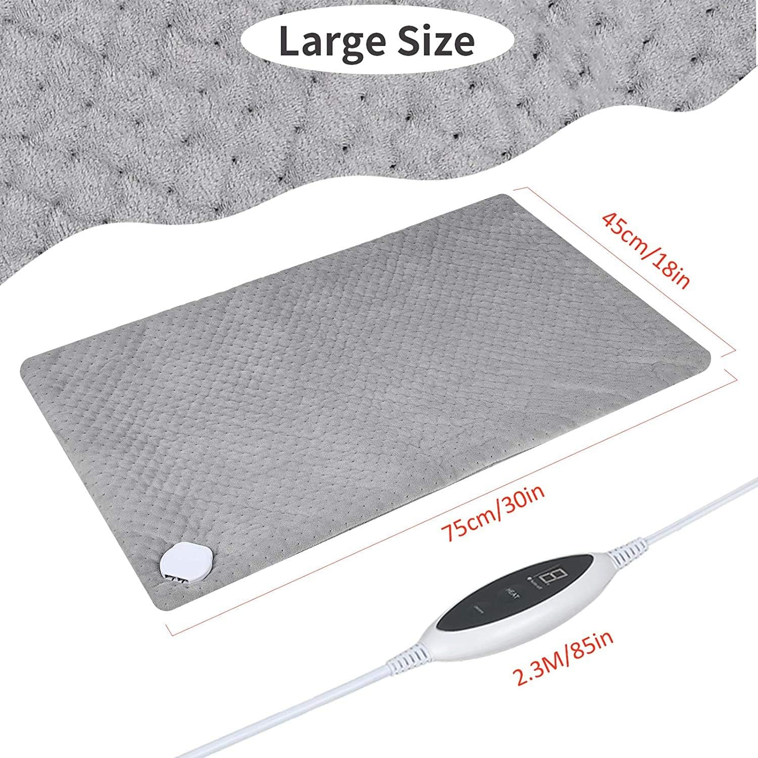 Heating Pad, RUEOO Electric Heating Pad for Back Pain and Cramps, X-Large [30"x18" ] Soft Heat Pad for Back, 6 Temperature Settings Heating Pads with Auto Shut-Off